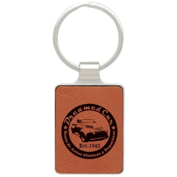 Leatherette Keychain - Rawhide with Chrome