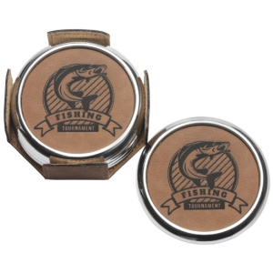 Coaster Set Rawhide & Metal