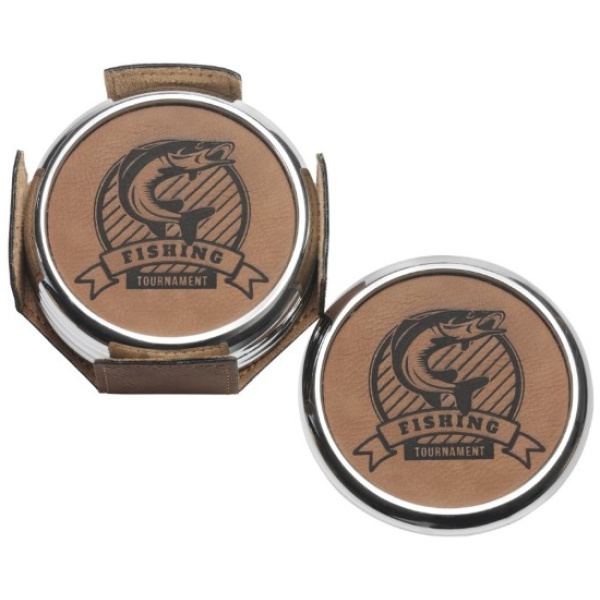 Coaster Set Rawhide & Metal